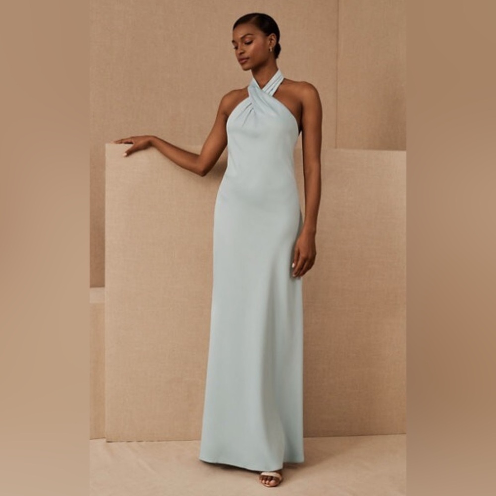 BHLDN RUBY SATIN CHARMEUSE DRESS IN BLUE - NWT US 6